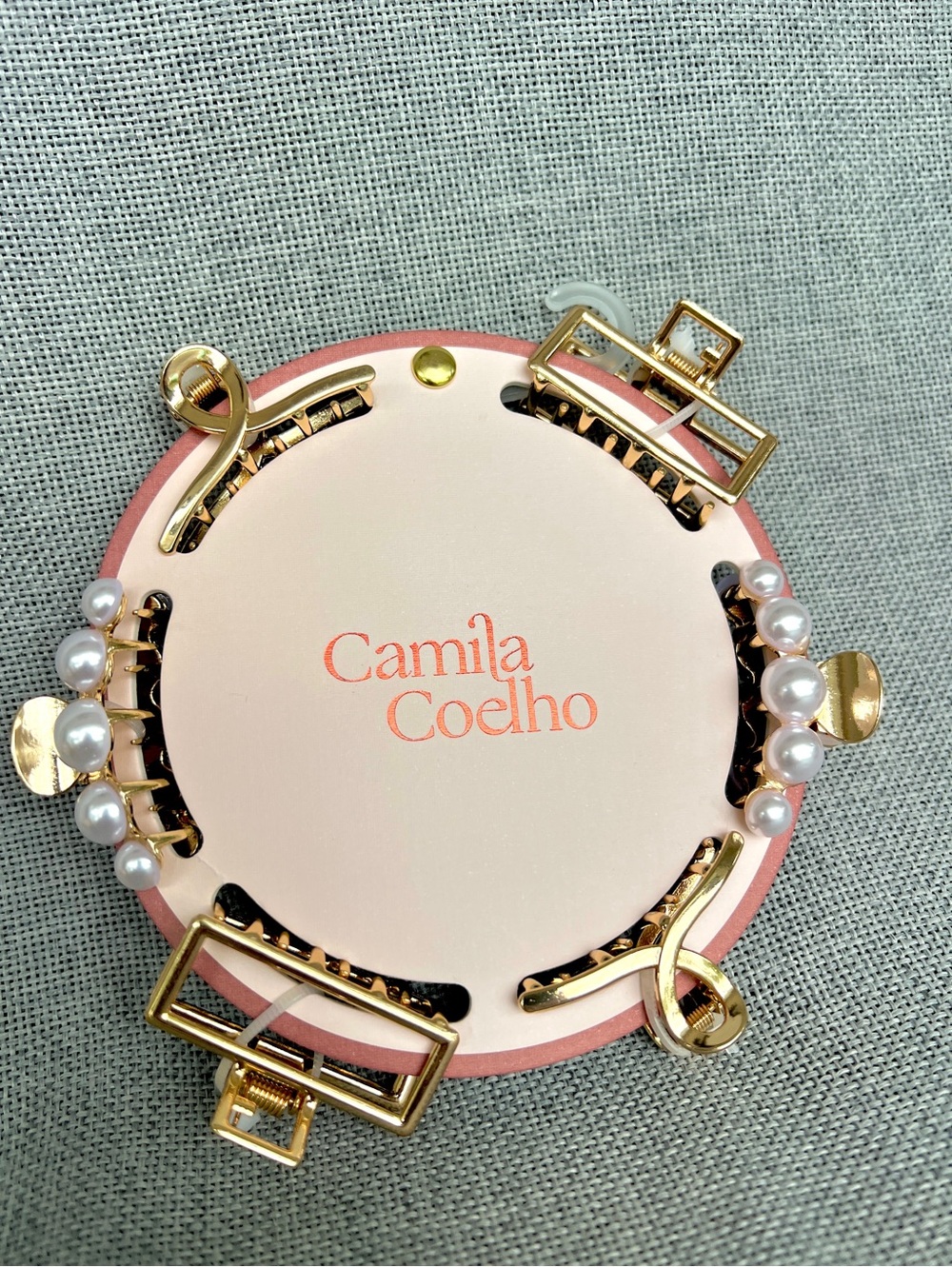 Camila Coelho Revolve set of 6 small hair metal pearl jaw clips NWT